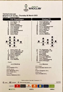 Kobenhavn v Chelsea, 6/3/2025, Europa Conference League, Tactical Team Sheet - Picture 1 of 1