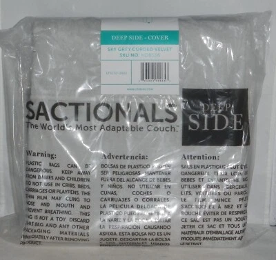 Cubierta lateral profunda Lovesac Sectionals Sactionals gris cielo con cable terciopelo HD8556 Foto 1 de 3