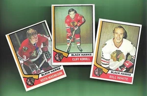 CHICAGO BLACKHAWKS VINTAGE LOT! KEITH MAGNUSON/BILL WHITE/KOROLL 1974-75 Topps - Picture 1 of 2