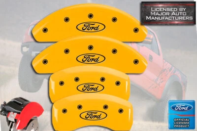 Cubiertas de pinza de disco de freno MGP 2002 2003 2004 "Ford" Focus SVT delanteras traseras amarillas Foto 1 de 4