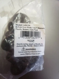 POMELLO PORTA BI-FOLD MARK INCUDINE, 1-3/4 IN. DIAMETRO, PLASTICA, MARRONE, 5 PER CONFEZIONE  - Foto 1 di 4