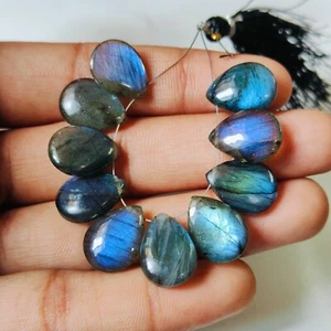 Beste Qualität Labradorit Strang glatt beidseitig Cabochon Edelstein Größe 12x8 mm - Bild 1 von 6