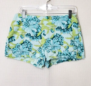 The Limited Womens Shorts 8 Teal Green Floral Stretch Side Zip Lighweight - Picture 1 of 6