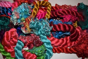 100 gr Long Throwster Recycled Sari Silk fiber spinning needle felting Weaving - Picture 1 of 2