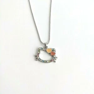 Hello Kitty Outline Rhinestone silver-toned necklace - Picture 1 of 10