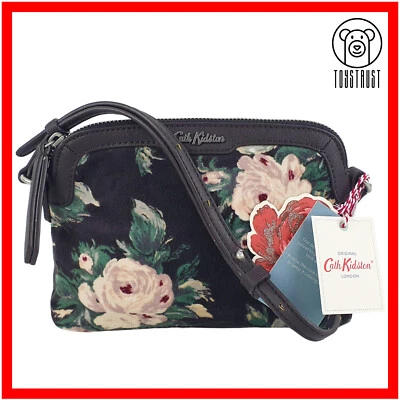 Cath Kidston Mini Velvet Cross Body Bag Shoulder Floral Devonshire Rose CN62 - Image 1 of 4