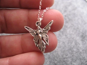 Fairy Necklace, Tibetan Silver Charm on Sterling Silver Chain, Fantasy Jewelry - Picture 1 of 3
