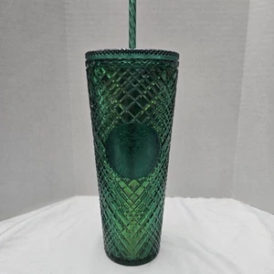 Starbucks Emerald Green Jeweled 2021 Holiday Tumbler 24oz Christmas Festive - Picture 1 of 3