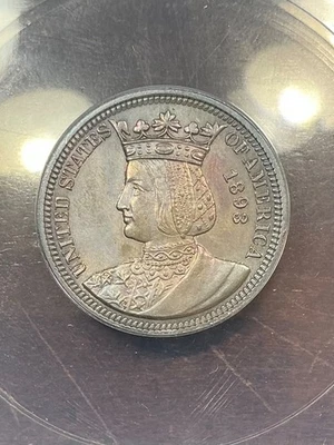 ANACS MS62 1893 ISABELLA COMMEMORATIVE QUARTER NICE ORIGINAL TONING - Image 1 of 3
