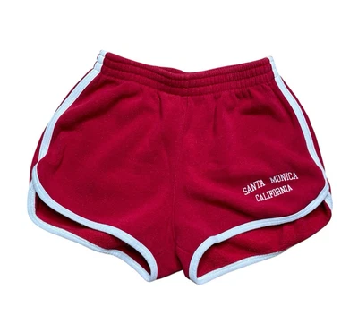 Brandy Melville Red White Trim Santa Monica Pull On Shorts One Size - Image 1 of 4