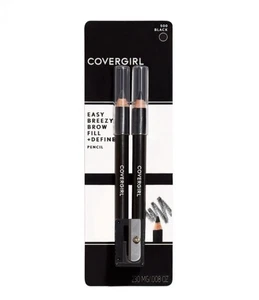 Covergirl Fill + Define Brow & Eye Pencil, Waterproof 500 Black 2 Ct + Sharpener - Picture 1 of 4