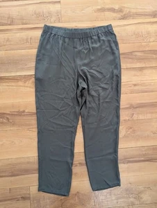 Pantalones Eileen Fisher 100% Gris Seda Recortados Tobillo Ligeros Talla M $244 - Imagen 1 de 10