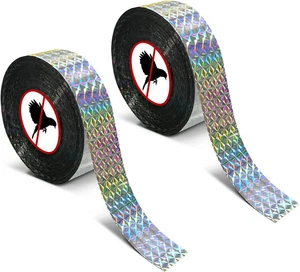 Bird Scare Tape Ribbon, 2 * 300 Foot Reflective Tape Ribbon for Birds Woodpecker - Picture 1 of 6