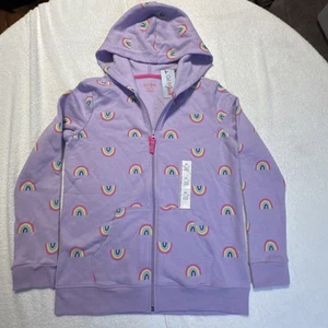 Cat & Jack Sweatshirt W Zipper Purple With Rainbows  Patterns￼Extra Large 14/16 - Picture 1 of 3