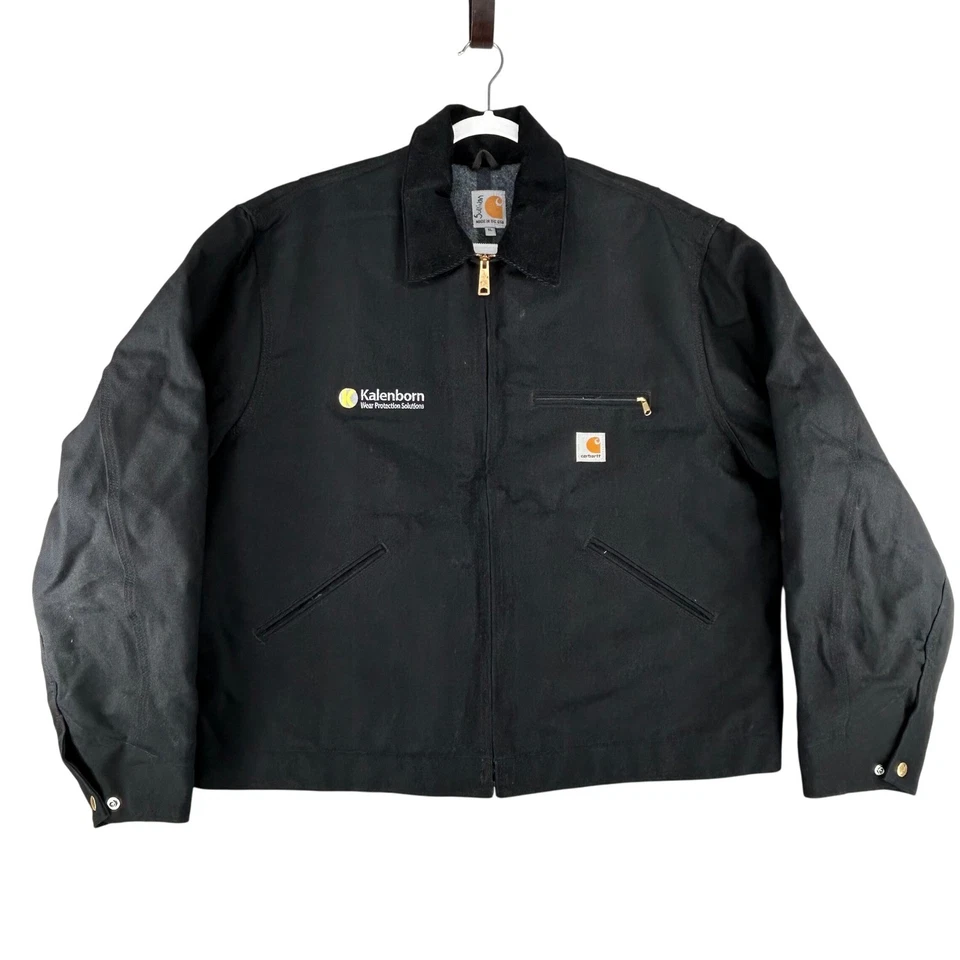 VTG Carhartt Detroit Jacket Mens X-Large Black J001 BLK Blanket Lined Made USA - Image 1 of 4
