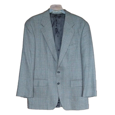 LORD & TAYLOR/ CHAPS Mens Wool/Silk Blend Blazer Size 40 Regular/ Glen Plaid Tan - Image 1 of 4