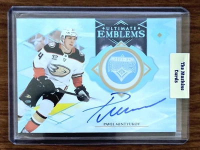 2023-24 Ultimate Collection Emblems Autographs Platinum Pavel Mintyukov Auto /10 - Image 1 of 2