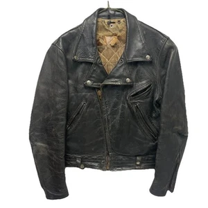 Vintage Leather Motorcycle Jacket – Heavy Wear – Talon Zippers – Distressed - Picture 1 of 23