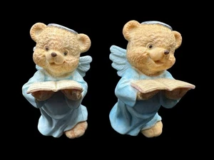 Angel Teddy Babies Figurine Lot Caroling Christmas Blue 2.5" - Bild 1 von 10