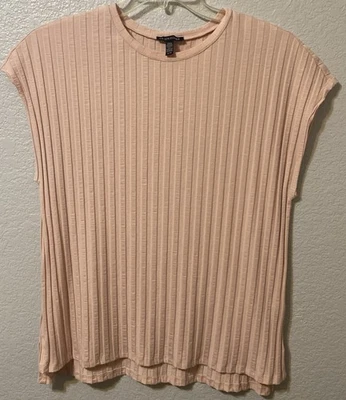 EILEEN FISHER Wide Rib Stretch Top Women’s X- Large Pink Peach Cap Sleeve - Image 1 of 4