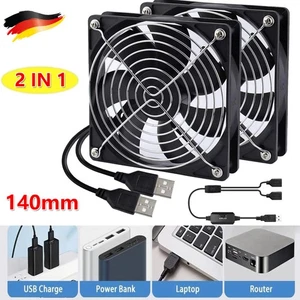Wentylator 140mm Cichy wentylator obudowy PC PC Regulowany podwójny wentylator 2-w-1-USB - Zdjęcie 1 z 17