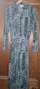 BNWT Oasis Green/Black/Olive Snake/Animal Print Shirt Dress - Size 8 - Picture 1 of 13
