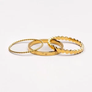Atolea Daily Rings Set - RRP £69 - 18ct Gold PVD Stainless Steel - Size 5 - Picture 1 of 7