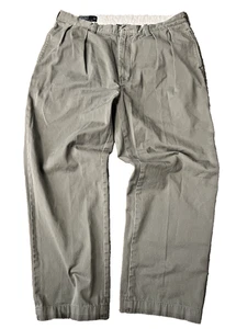 Pantalón Polo Ralph Lauren Andrew Vintage Años 90 - Chino Plisado Caqui Oliva, 36x30 - Imagen 1 de 10