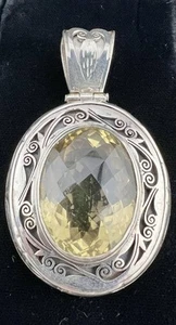 Sterling & 36 ct. Citrine Pierced Scroll Design Pendant - Picture 1 of 5