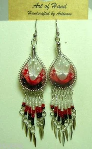 Woven Dreamcatcher Earrings with Dangle. Many colors! You Pick! pink blue red - Picture 1 of 13