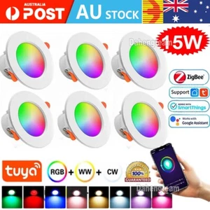 10W WiFi Smart RGB CCT LED Downlights APP Bluetooth Dimmable Google Home Alexa - Picture 1 of 15