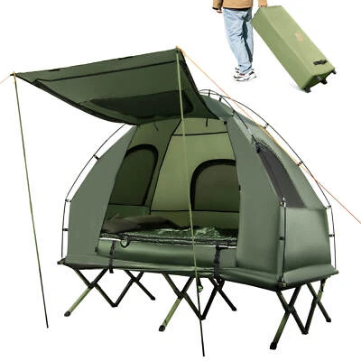 2-Person Compact Portable Pop-Up Tent/Camping Cot w/ Air Mattress & Sleeping Bag - Image 1 of 4
