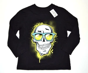 NUEVA Camiseta Top Talla 4 XS LUGAR INFANTIL Manga Larga Esqueleto Halloween Calavera - Imagen 1 de 3