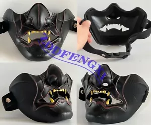 Japanese Hannya Half Face Resin Mask Demon Oni Samurai Noh Kabuki Prajna Devil - Picture 1 of 9
