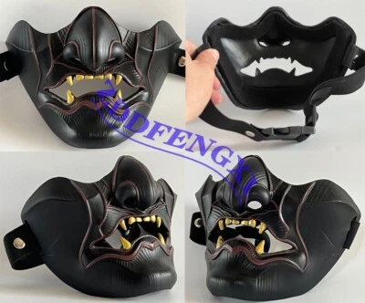 Japanese Hannya Half Face Resin Mask Demon Oni Samurai Noh Kabuki Prajna Devil - Image 1 of 4