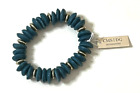 New Nwt $29 Evereve Candice Stone Green Gold Stretch Beaded Bracelet