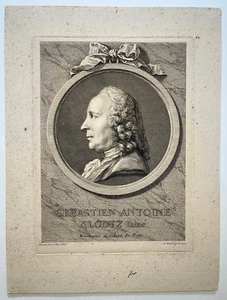 SEBASTIEN ANTOINE SLODTZ Portrait GRAVURE Cochin LAURENT CARS XVIII° - Picture 1 of 1