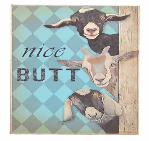 Nice Butt Funny Toilet Bathroom Restroom Sign Shelf Sitter Wall Art Print 5 x 5" - Picture 1 of 5