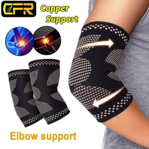 Copper Tennis Elbow Brace Support Pain Relief Compression Sleeve Tendonitis Arm - Picture 1 of 15