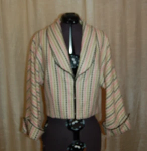Milly of New York NEW Womens Jacket Size 8 Dalia Cropped Wool Pink Beige Green - Picture 1 of 12