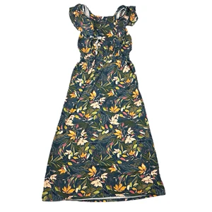 NWT Garnet Hill Beachy Tropical Floral Ruffled Maxi Dress w/ Pockets, Sz. S - Picture 1 of 12