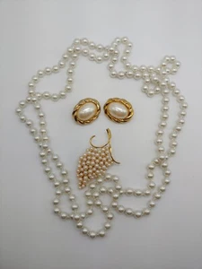 Lote De Colección Pendientes Broche Torino Uva Pendientes Clip Perla Imitación Givenchy - Imagen 1 de 9