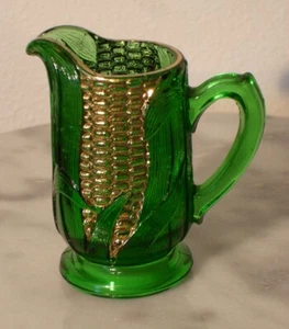 EAPG U.S. Glass Gilded Emerald Green Cobb Creamer - Picture 1 of 2