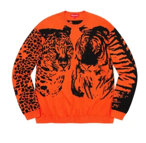 Supreme Big Cats Jacquard L/S Top Size Large Orange SS23 Supreme New York 2023 - Picture 1 of 8