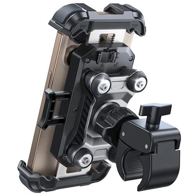 Soporte de montaje para teléfono de motocicleta con amortiguador antichoque para teléfonos de 4,7-7" Foto 1 de 4