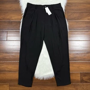 Eileen Fisher Women's Size Medium Black Silk Georgette Crepe Carrot Ankle Pants - Picture 1 of 9