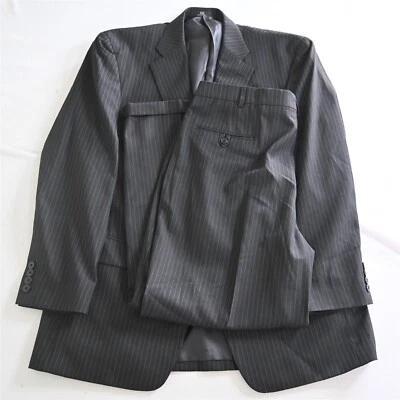 Haggar 44L 40x29 Gris Rayas Hombre Chaqueta Pantalones Traje Foto 1 de 4