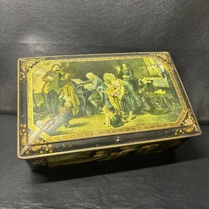 Antique Decorated Confectionery Tin, Musical Scene, No Key - Picture 1 of 11