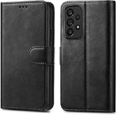 Black Wallet Case with Card slot For Samsung A3 A5 A6 A7 A8 A9 A16 A17 A07 A36 - Image 1 of 4