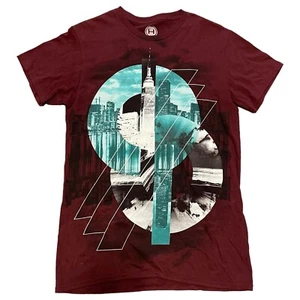 Cityscape Hybrid Threads T-Shirt Men's S Graphic Short Sleeve Maroon Burgundy - Picture 1 of 6